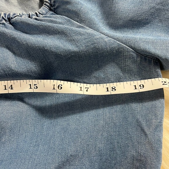 ZARA Women's Denim Ruffle Crop Top Blouse Bell Sleeve Light Blue Size XS - Picture 5 of 7